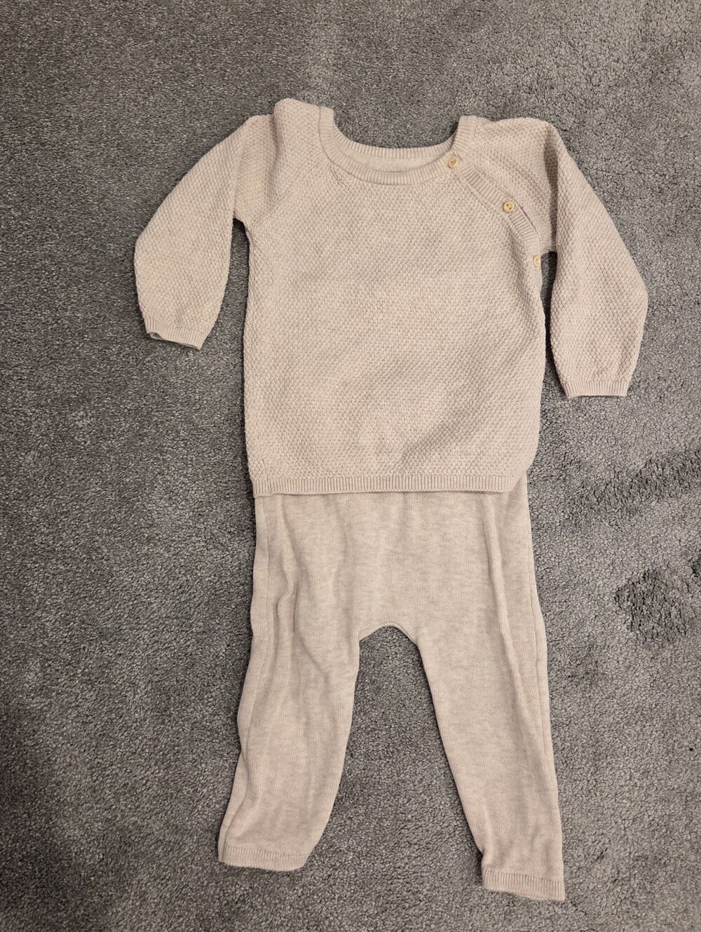 H&M Light Beige Knit Cotton Baby Set